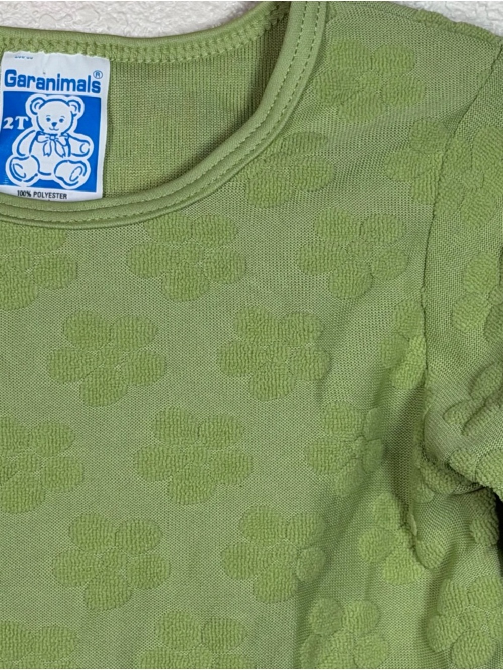 1980s Toddler Garanimals Vintage Textured Floral Long Sleeve Bubble Knit 2T Girl
